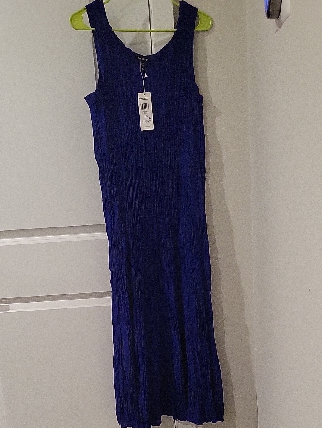 Eileen Fisher Sleeveless Crinkle Maxi Dress In Cobalt Blue